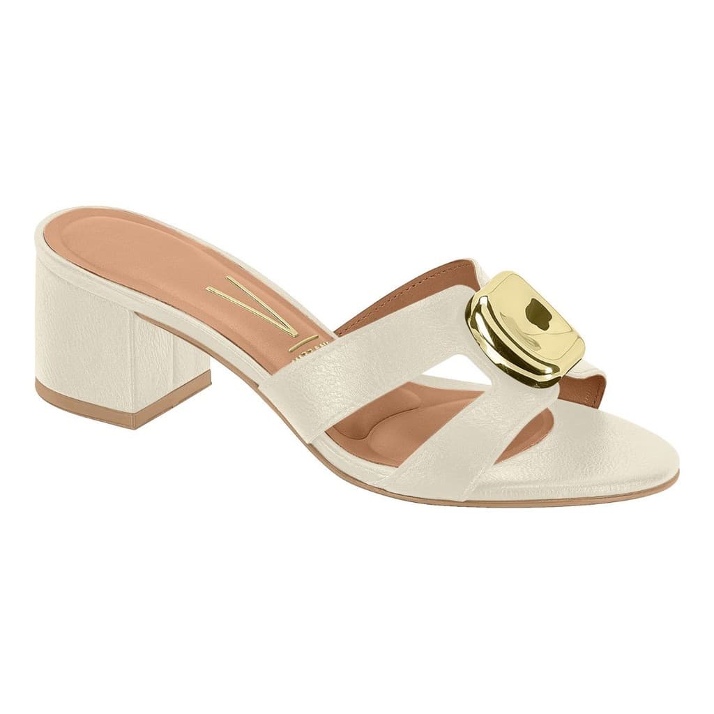 Tamanco Feminino Mule Vizzano Satinho Bloco Baixo H Fivela