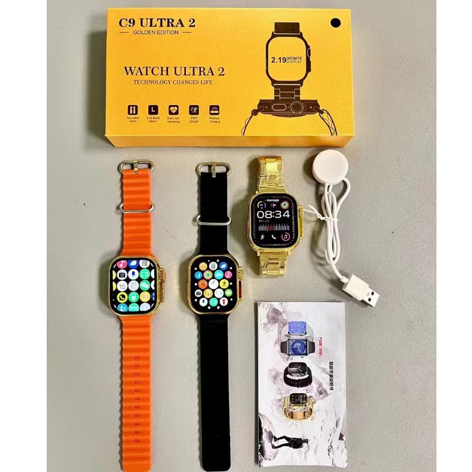 À Prova De Choque 2025 C9 Ultra 2 Ouro Smartwatch Relógio Inteligente NFC Sem Fio Bluetooth Feminino
