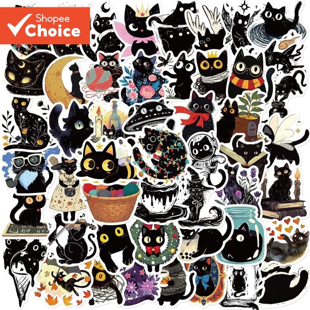 Vários Adesivos De Graffiti Da Série Black Cats 50 Unidades Para Malas Capas De Celular Capacete De Laptop Skate Decorat