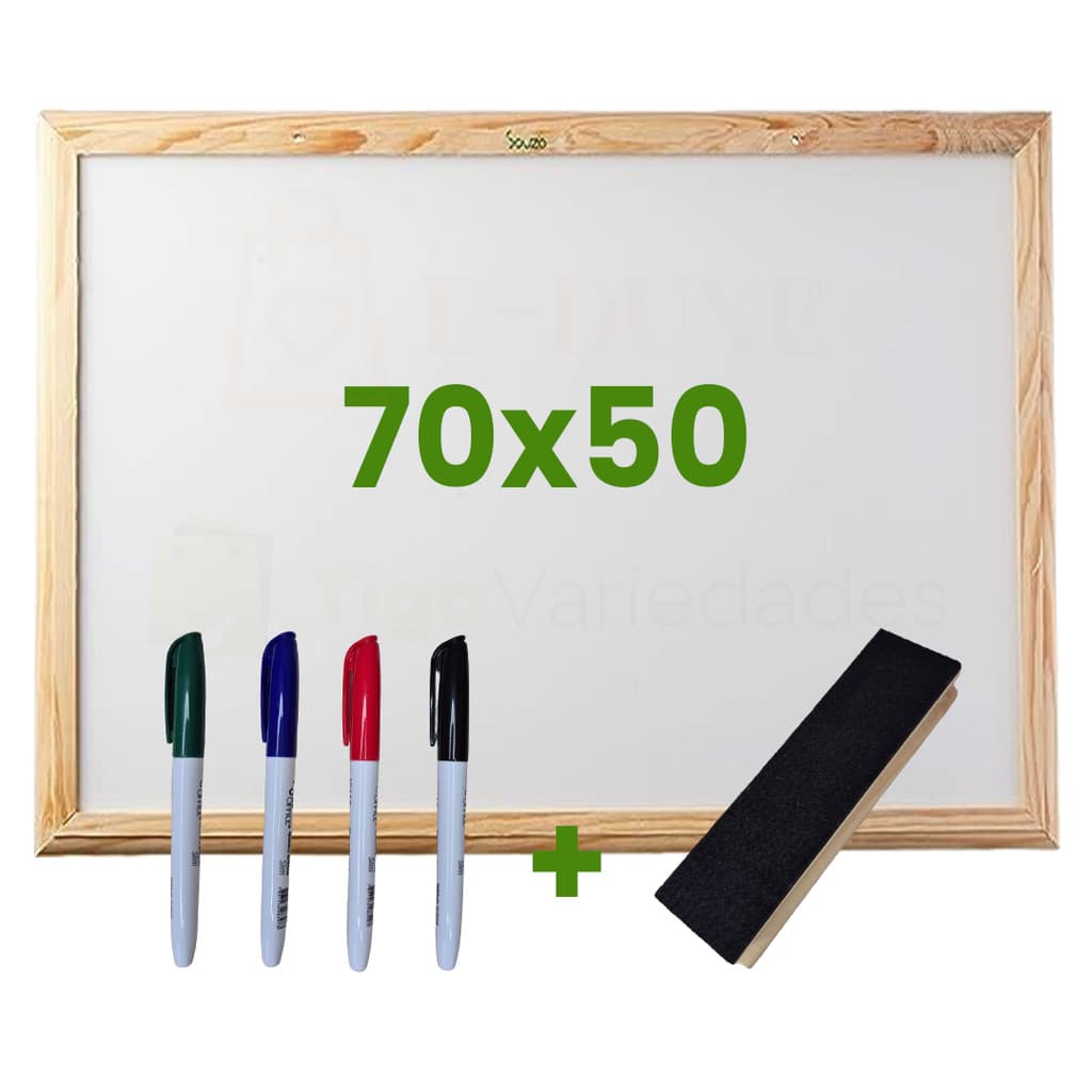 Quadro Lousa Escolar Branco 70x50 Moldura em Madeira
