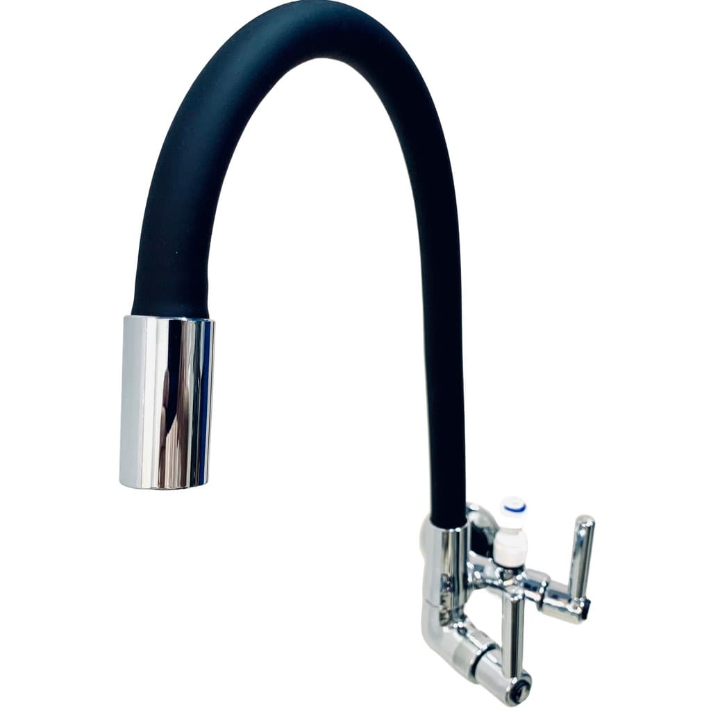 Torneira Saida Purificador Agua Cozinha Parede Flex Preta
