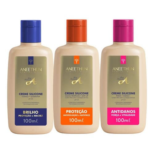 Kit 3 Creme Silicone Aneethun Brilho Antidanos Proteção 100m