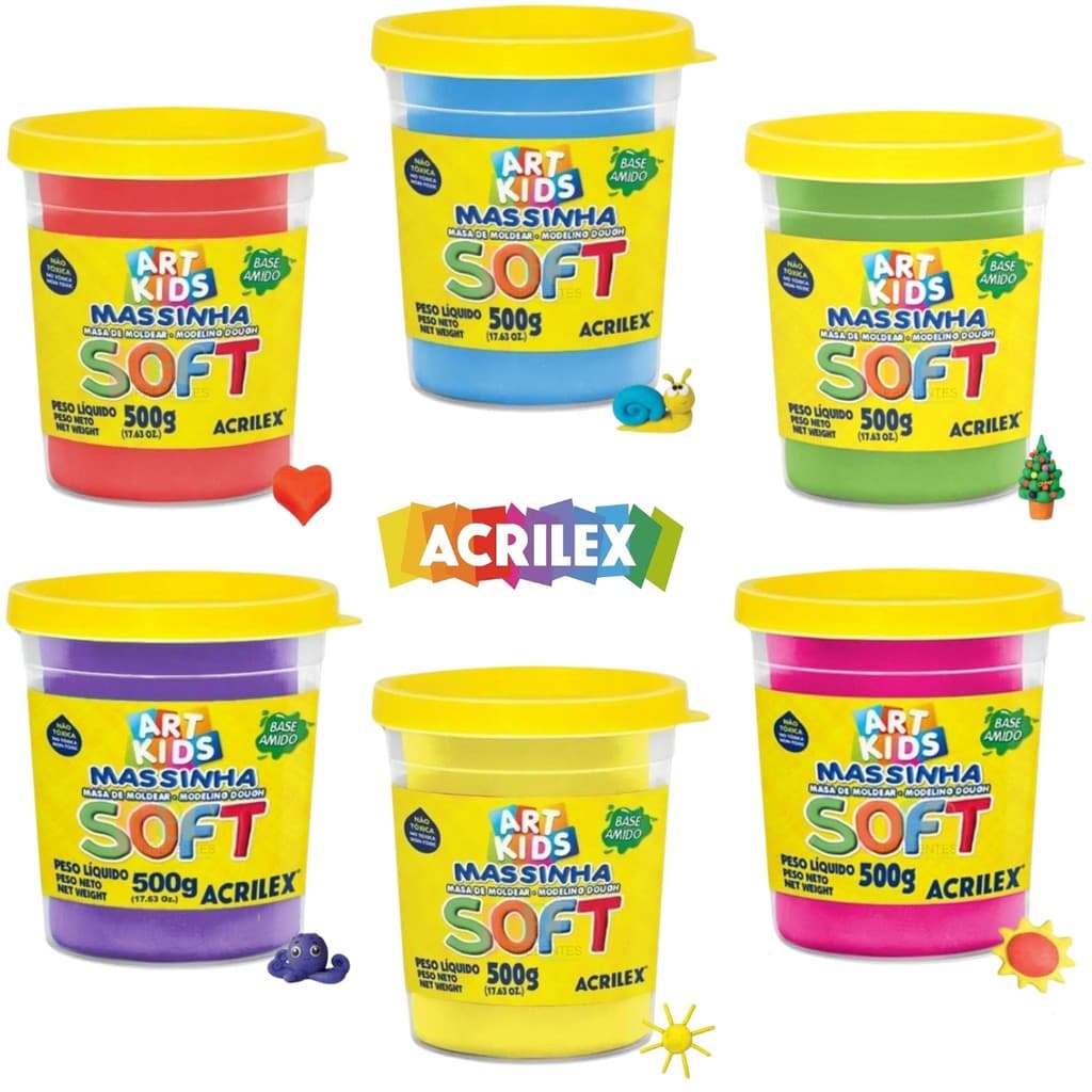 Massinha Pote Massa de Modelar Soft Acrilex 500g Educativo
