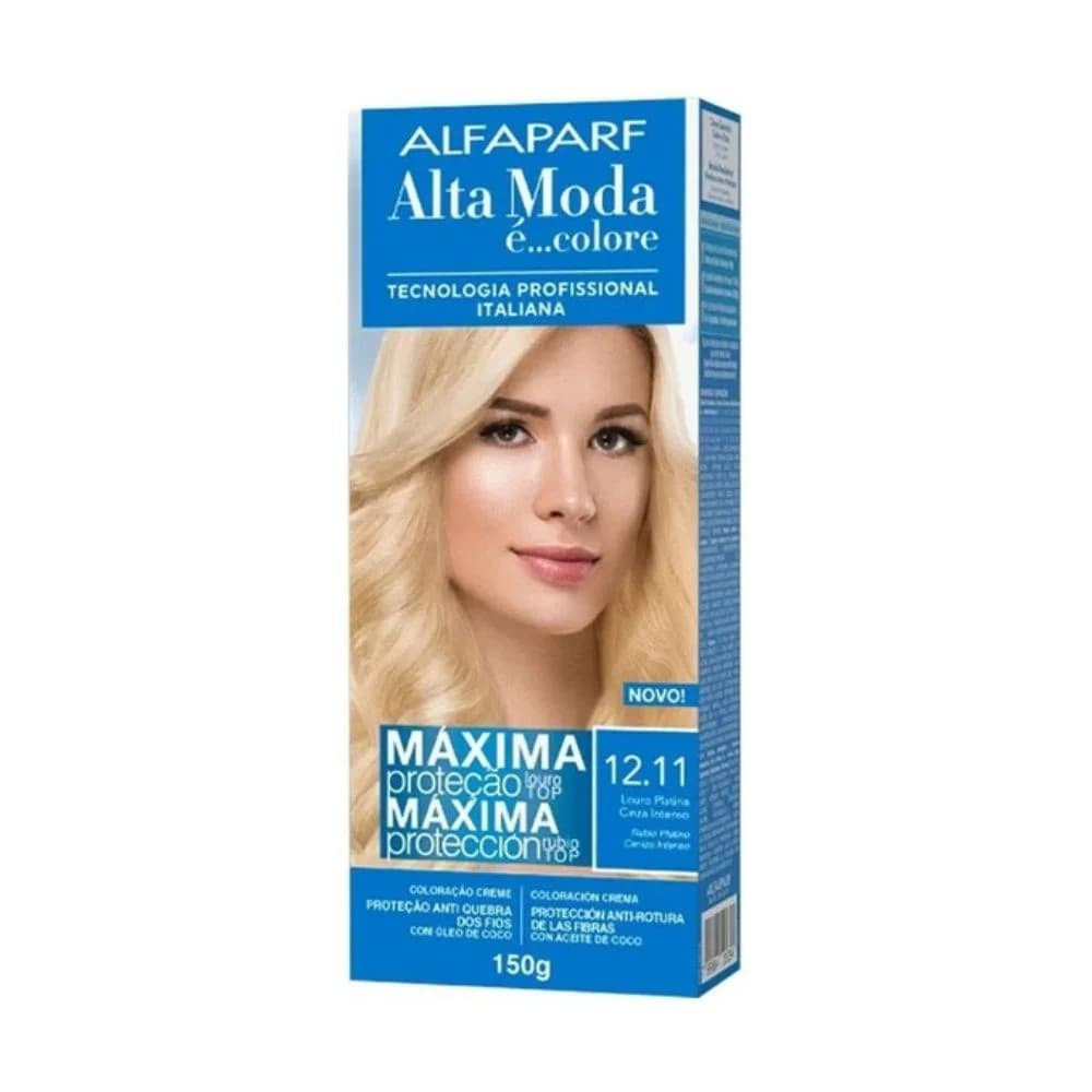 Tinta Alta Moda Alfaparf Coloração 12.11 Louro Platina Cinza Intenso 150g
