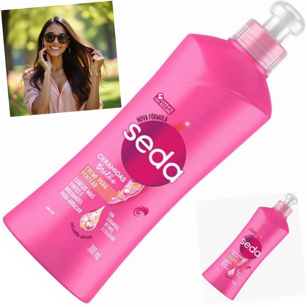 Creme Pentear Seda Ceramidas 300ml Fortalecimento Hidratação Brilho Intenso