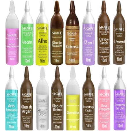 Kit 12 Ampolas vitamina hidratação Capilar Skafe 10 ml (SORTIDAS)