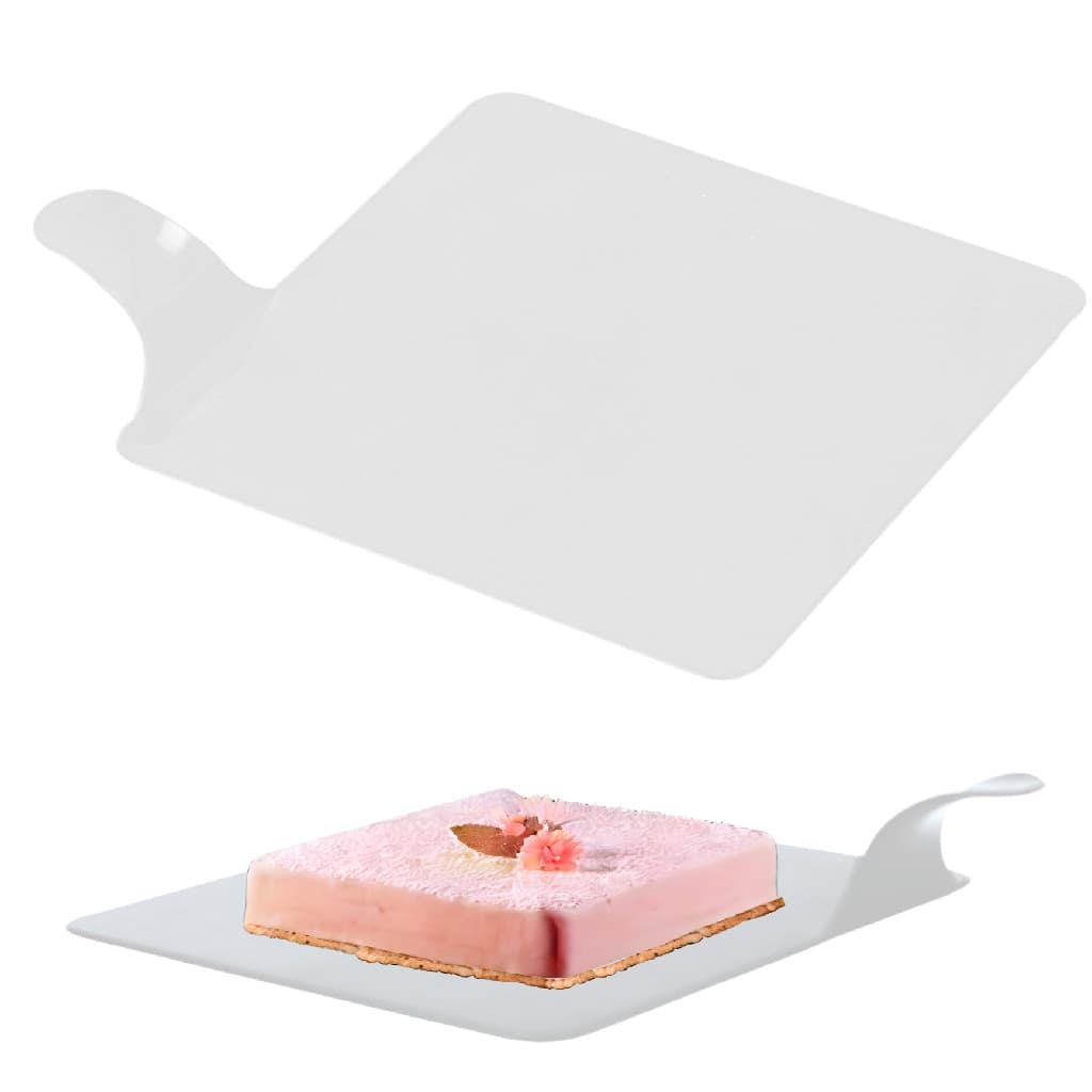 100 Base Acrílica Quadrada 7,5 cm Finger Food Branca para Doces Finos Entremet Minimalista Clear