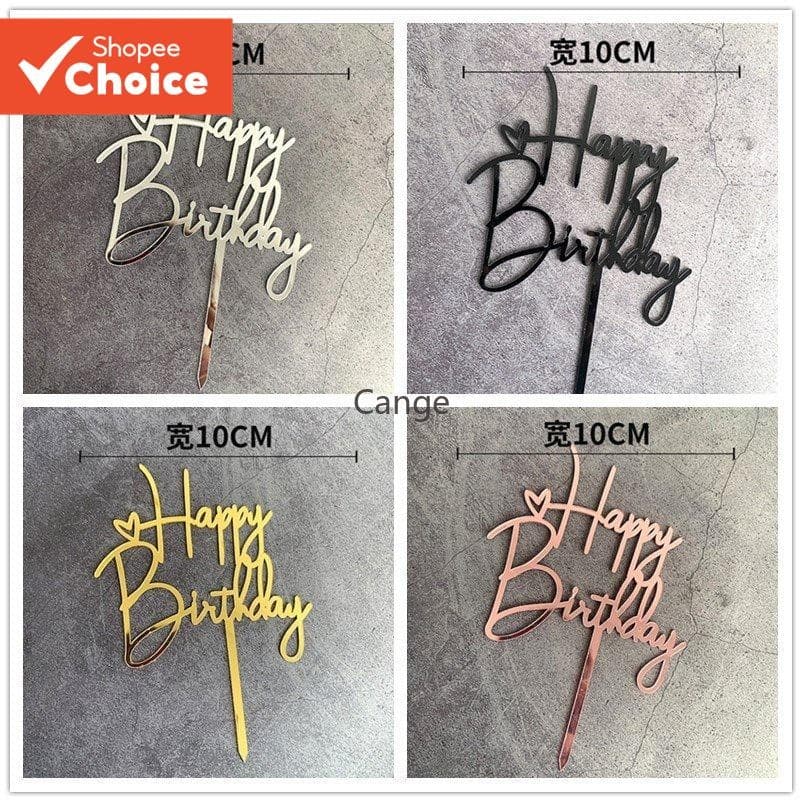 10pcs/set Acrílico Feliz Aniversário Decoração De Bolo De Festa De