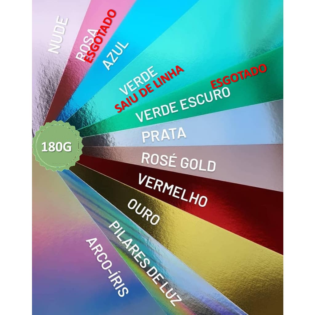 Papel Laminado Lamicote 180g - A4 - 10 Folhas - Varias Cores