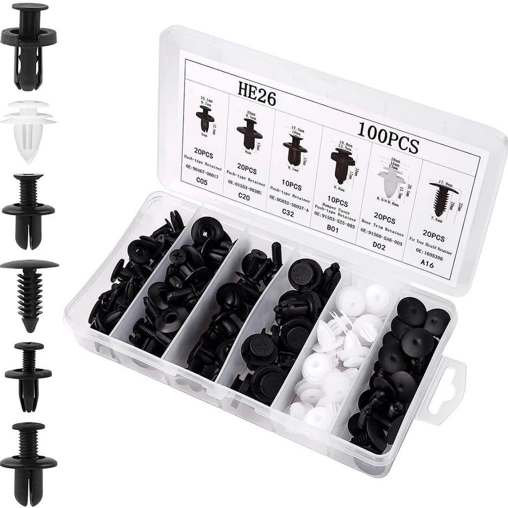 Kit 100 Presilhas Grampos Fixadores Carro Veiculo Parabarro