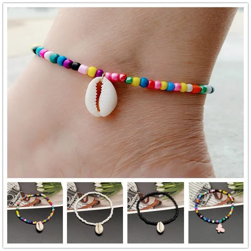 Tornozeleira De Miçanga Com Pingente De Estrela Do Mar Inspirada No Estilo Praiano Artesanal