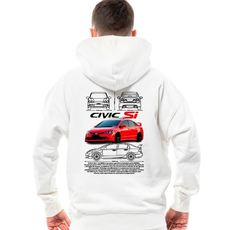 Blusa de Moletom Carro Corrida Luxo New Civic SI i-VTEC Flanelado Carrao Envio Imediato
