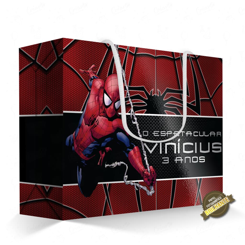 10, 15, 20 ou 25 unid - Caixa Surpresa - Homem Aranha (mod 1) - [QUALIDADE PREMIUM COM BRILHO] - Sacolinha Personalizada