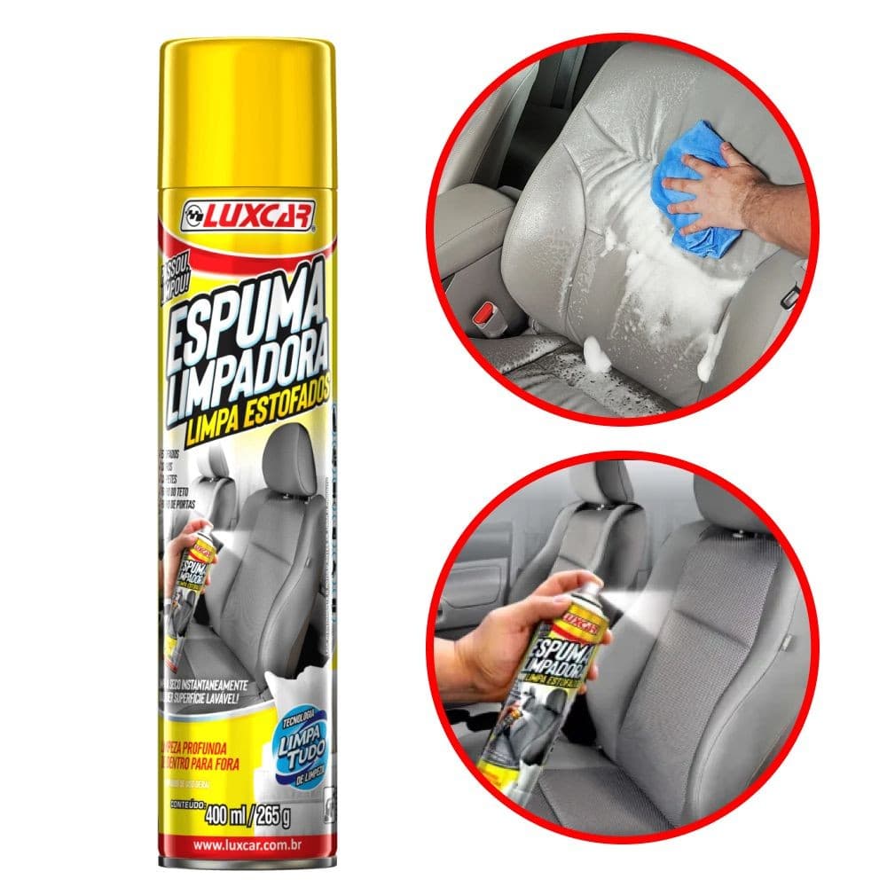Espuma Limpadora Limpa Estofados Luxcar - Limpeza Rápida e Eficiente a Seco - 400ml