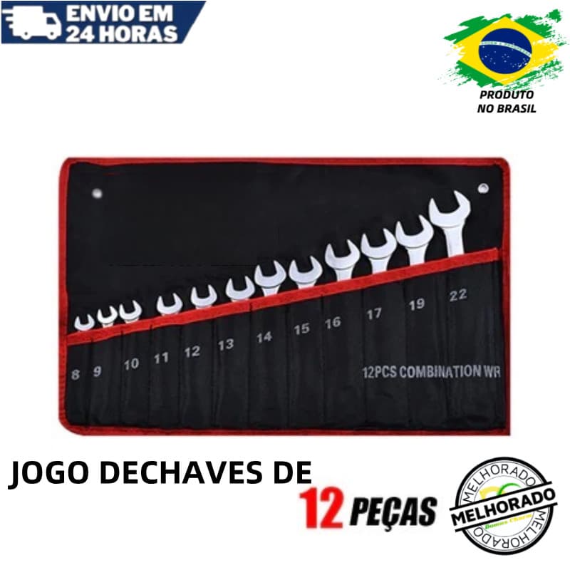Jogo Chave Combinada Boca Estrela 8/12 Peças Profissional