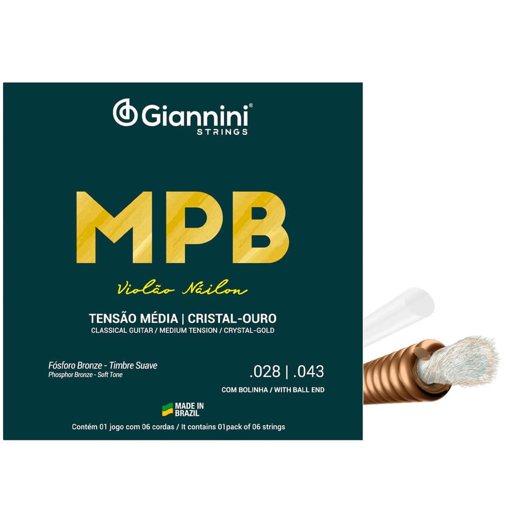ENCORDOAMENTO P/ VIOLÃO GIANNINI NYLON GENWG CRISTAL OURO
