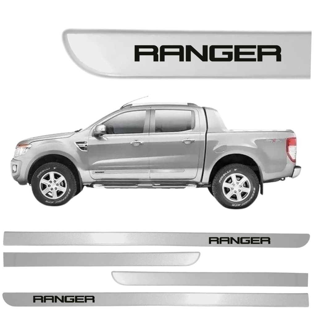 Jogo Lateral Friso Ford Ranger 2002 até 2025 Prata Geada
