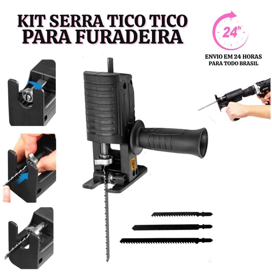 Adaptador Portátil Serra Tico-Tico Compatível com Lâminas Elétricas e Brocas, Prático e Eficiente