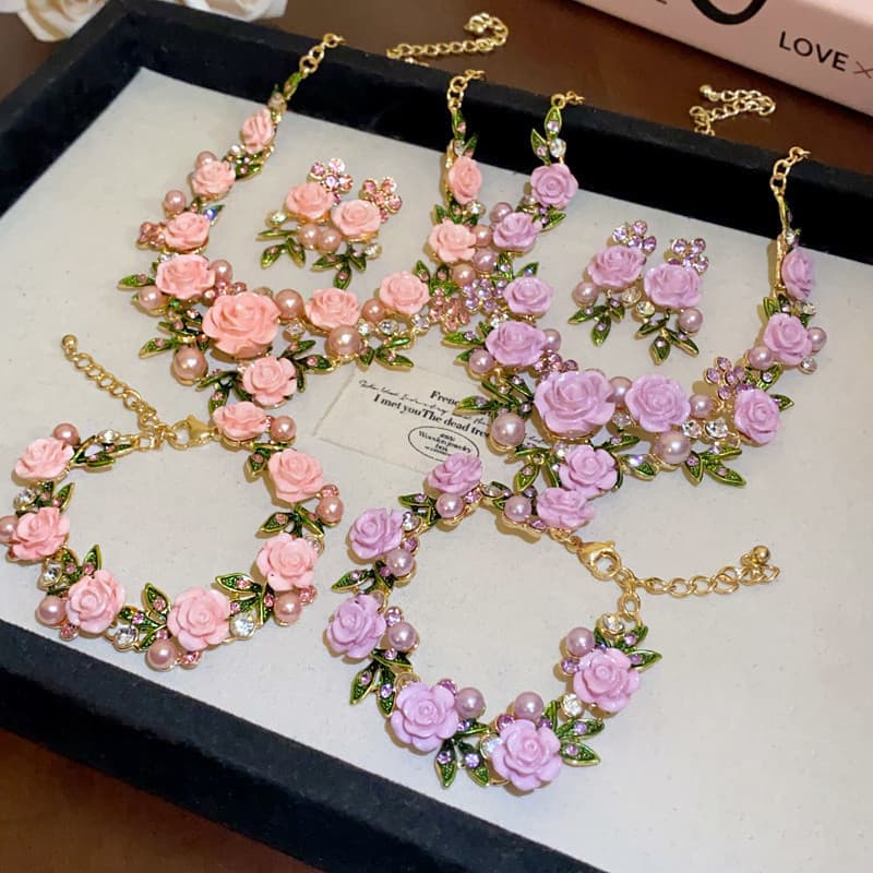 Colar Choker de Flor Rosa 2024 Novo Luxo Leve Niche Corrente de Clavícula para Mulheres OKAZ 890T 7NHP
