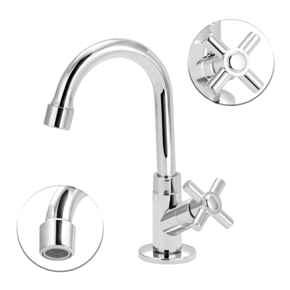Torneira Bica Movel Lavatorio Abs Cromado Slim Mesa 1/4 Volta Banheiro Pia