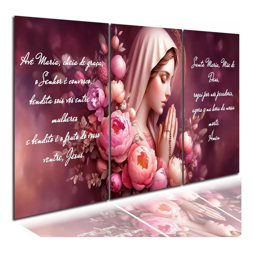 Quadros Decorativos Para Sala Ave Maria Oração Hd Luxo Hall