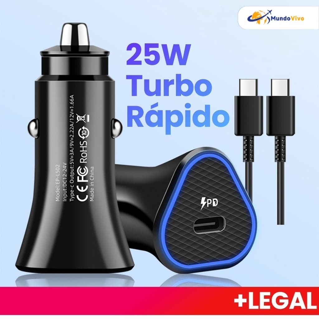Entrada USB do carregador de carro, carregador de celular de carga rápida Turbo de 25 W