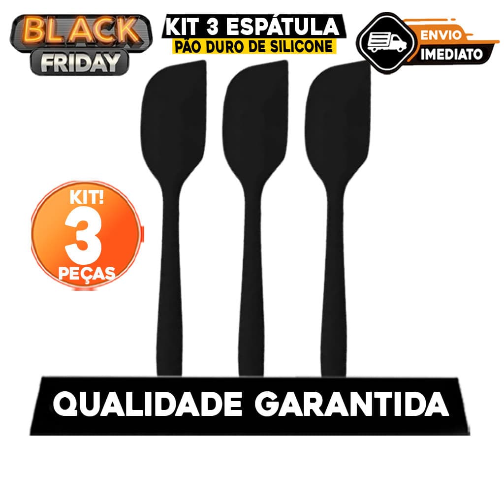 Kit 3 Espátula Pão Duro de Silicone p/ Casa Cozinha Buffet Restaurante Sobremesas Bolos e Chocolate.