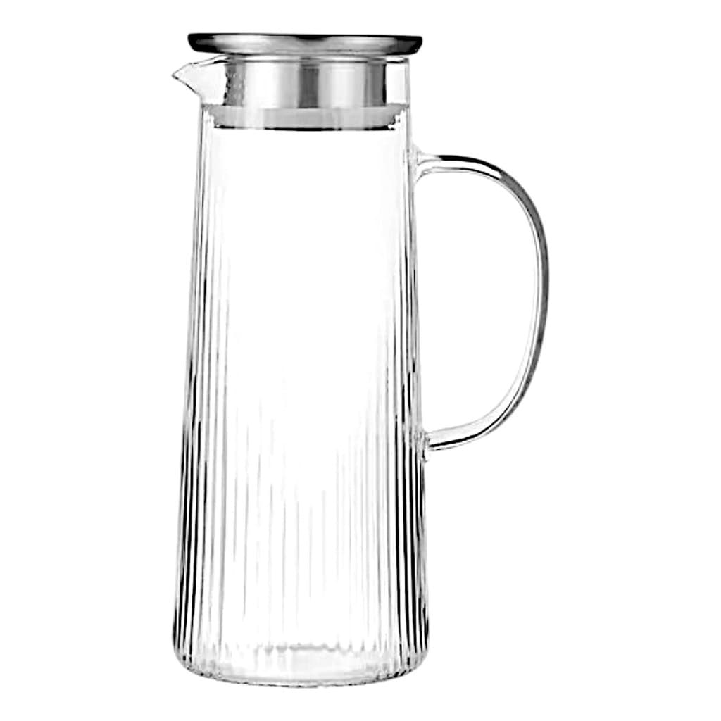 Jarra De Vidro Suco Agua Com Tampa De Inox 1,4 Litros