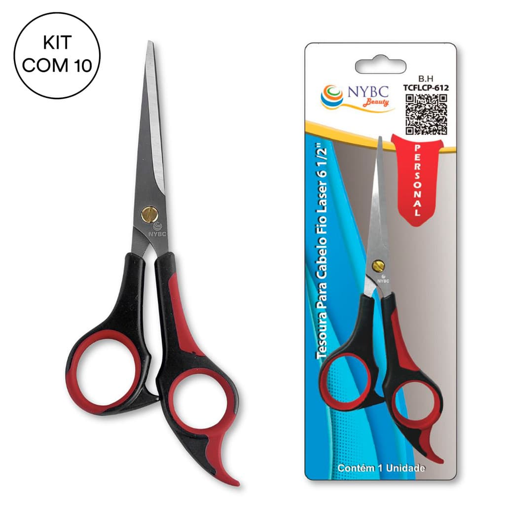 Kit 10 Tesoura Para Cabelo Fio Laser 6 1/2" - 165Mm NYBC