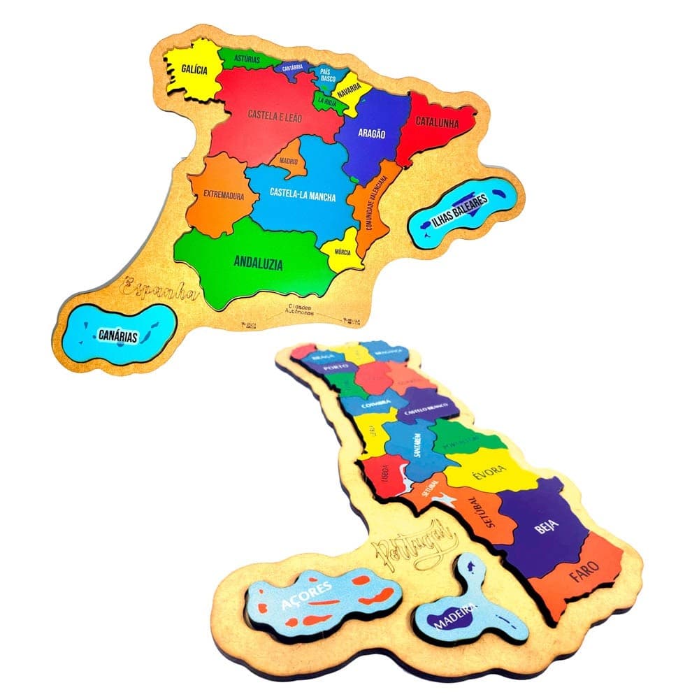 Kit Quebra-cabeça Mapas Espanha e Portugal