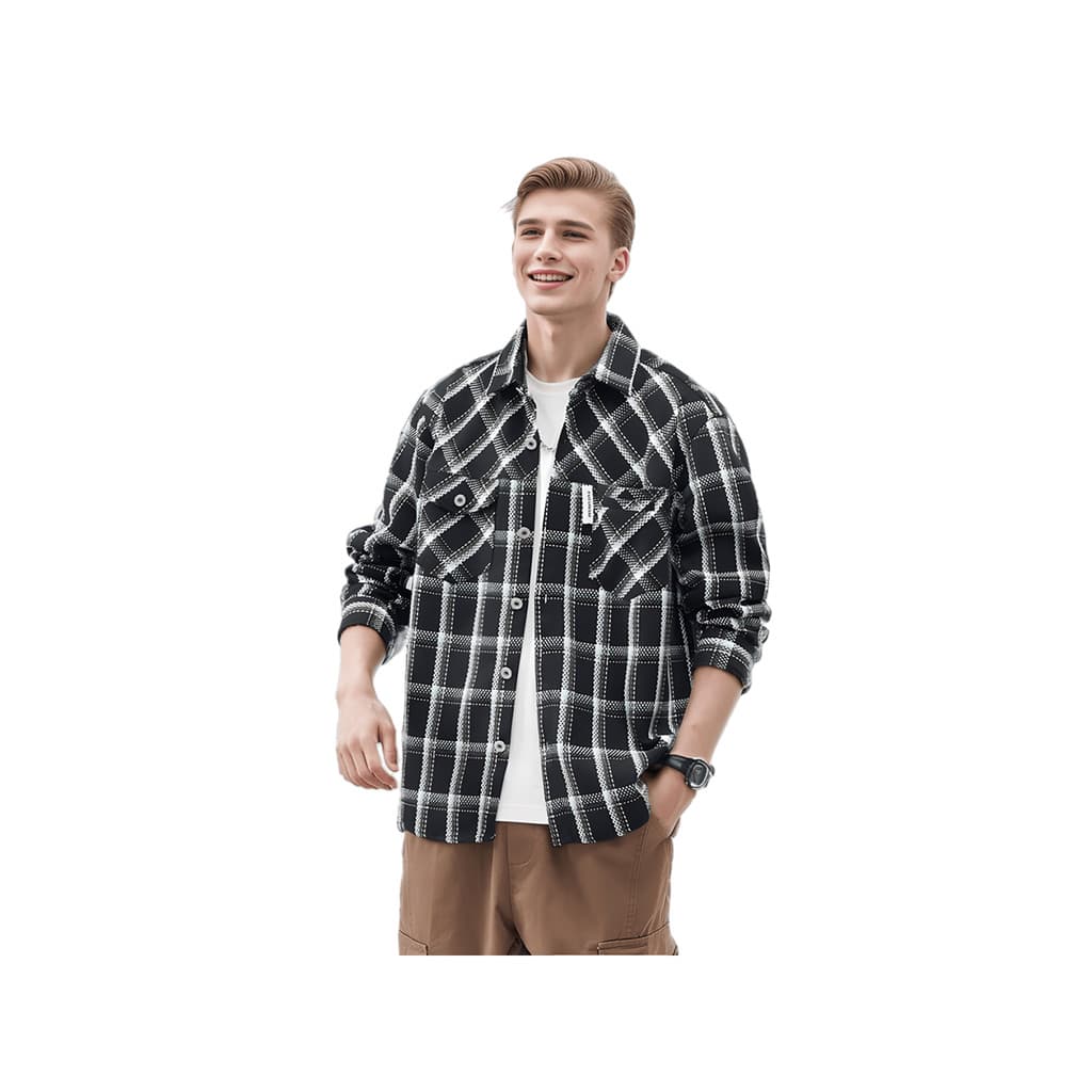 Camisa xadrez clássica manga comprida para homens moda primavera e outono esportes de lazer versátei