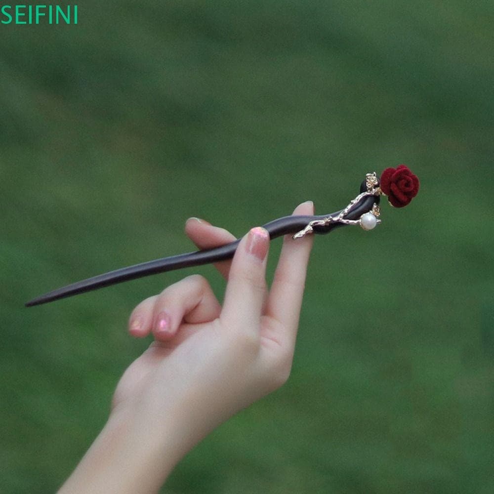 Garfos De Cabelo De Flores SEIFINI , Bastão Chinês Feito À Mão Em Estilo Antigo , Retrô Com Coque Borla