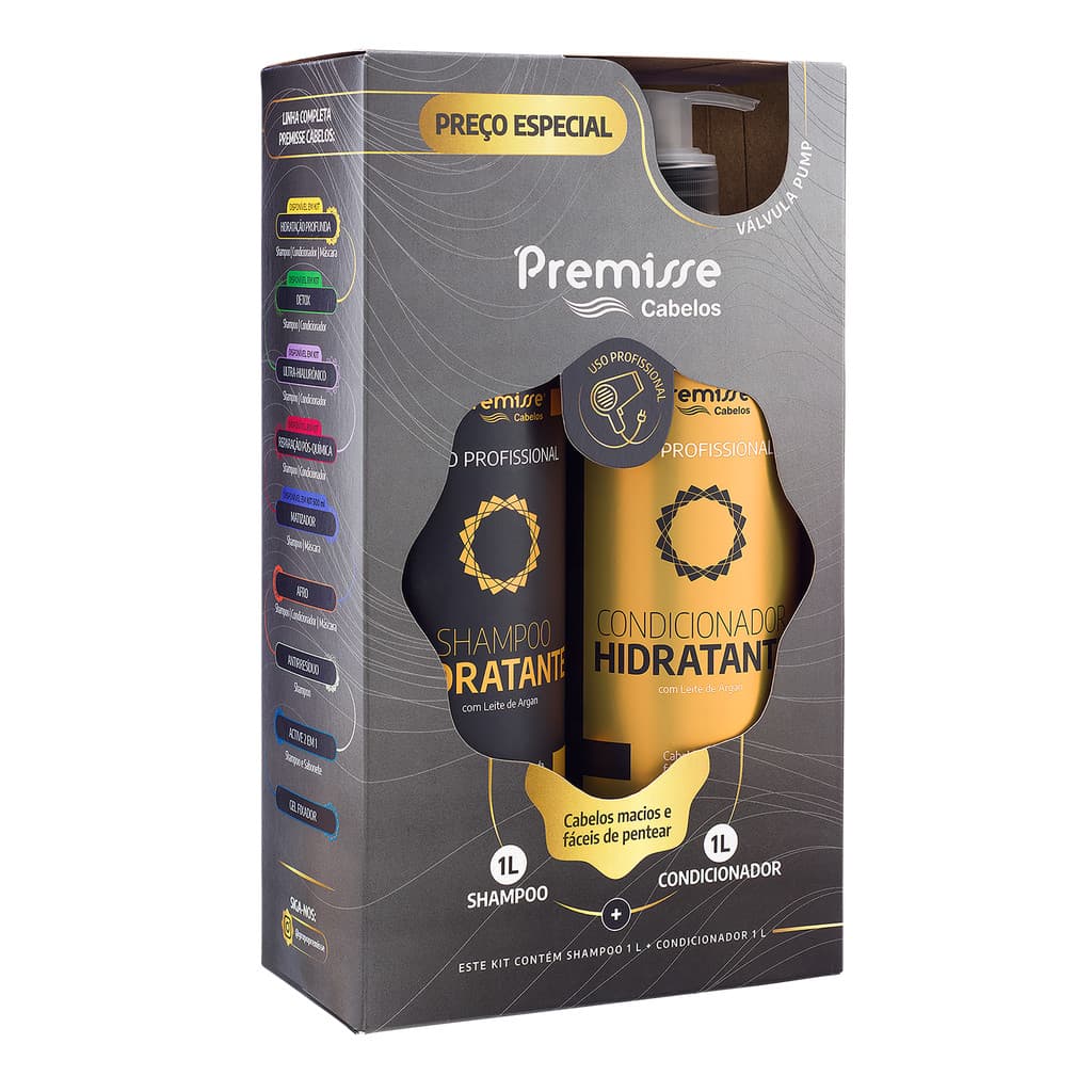 Kit Shampoo e Condicionador Hidratante 1L - Premisse