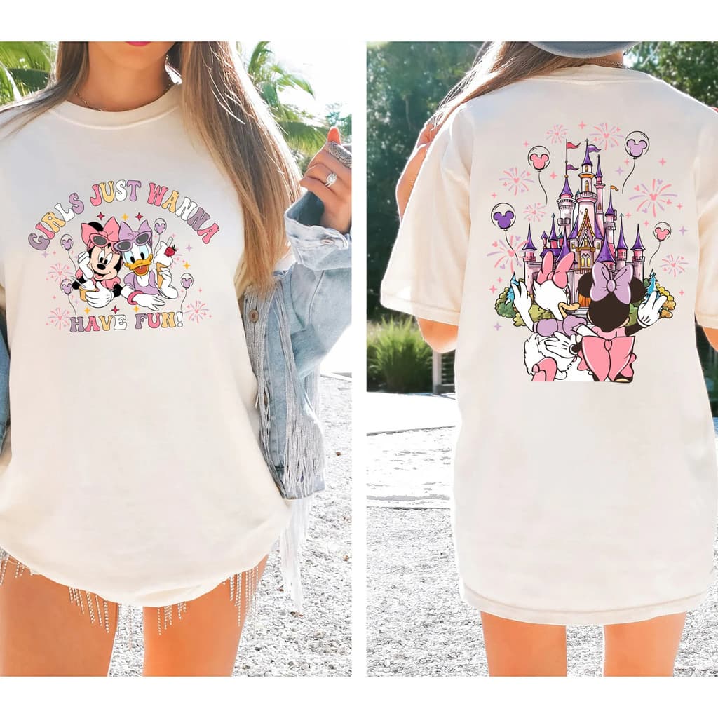 [Camiseta Premium Algodão Puro]LA Plus Camisa geek divertida estampada com o Castelo do land, unissex feminina 9