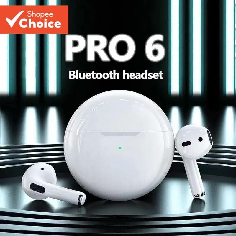 Novo Pro 6 TWS Fones De Ouvido Sem Fio Bluetooth HiFi Estéreo Com Redução De Ruído ENC À Prova D'água De Longa Duração C