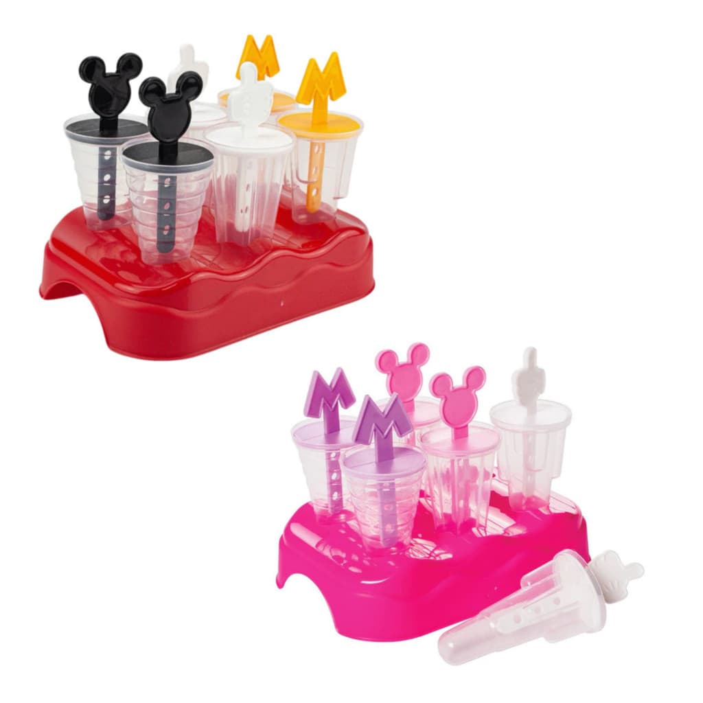 Forma Plástica Divertida Para Sorvete Picolé Com Base 6 Unidades Forminha Molde da Minnie OU Mickey Plasútil
