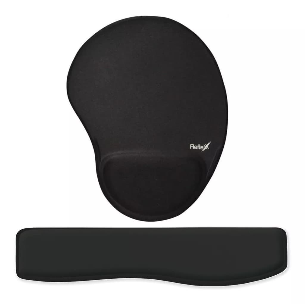 Kit Mousepad + Apoio Ergonômico Punho De Teclado Preto
