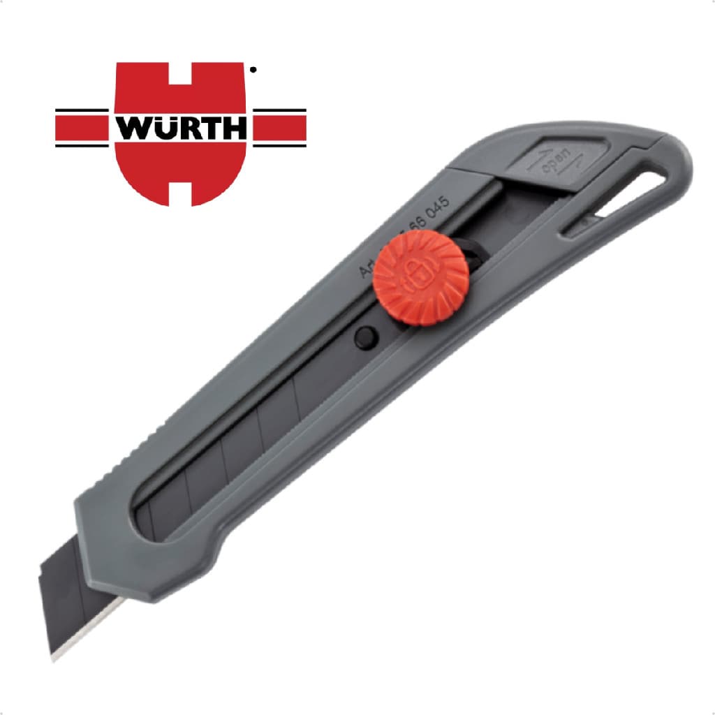 Estilete Profissional Wurth Lamina Black Extra Afiada de 18mm Corpo Resistente Seguro Confortável