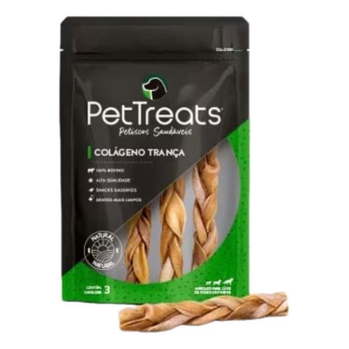 Snack Natural Desidratado Colágeno Trança P/ Cães Pettreats