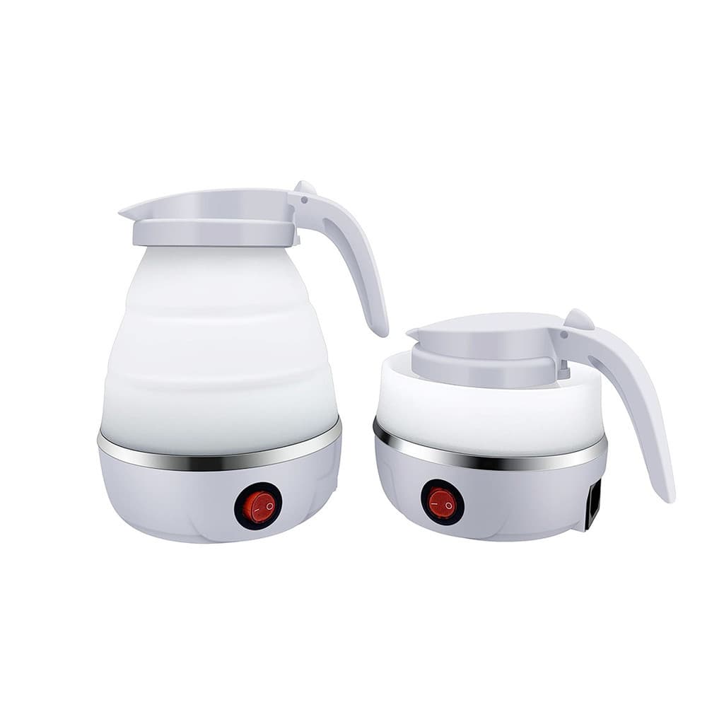 Chaleira Eletrica Dobravel Jarra Bule Silicone 600W 110v 600ml Portatil Cores:Branco2