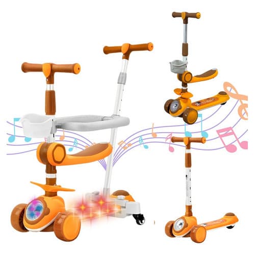 Patinete Importway Bw363am 3 Rodas Dobrável Amarelo Infantil Com 3 Opções de Uso Com INMETRO