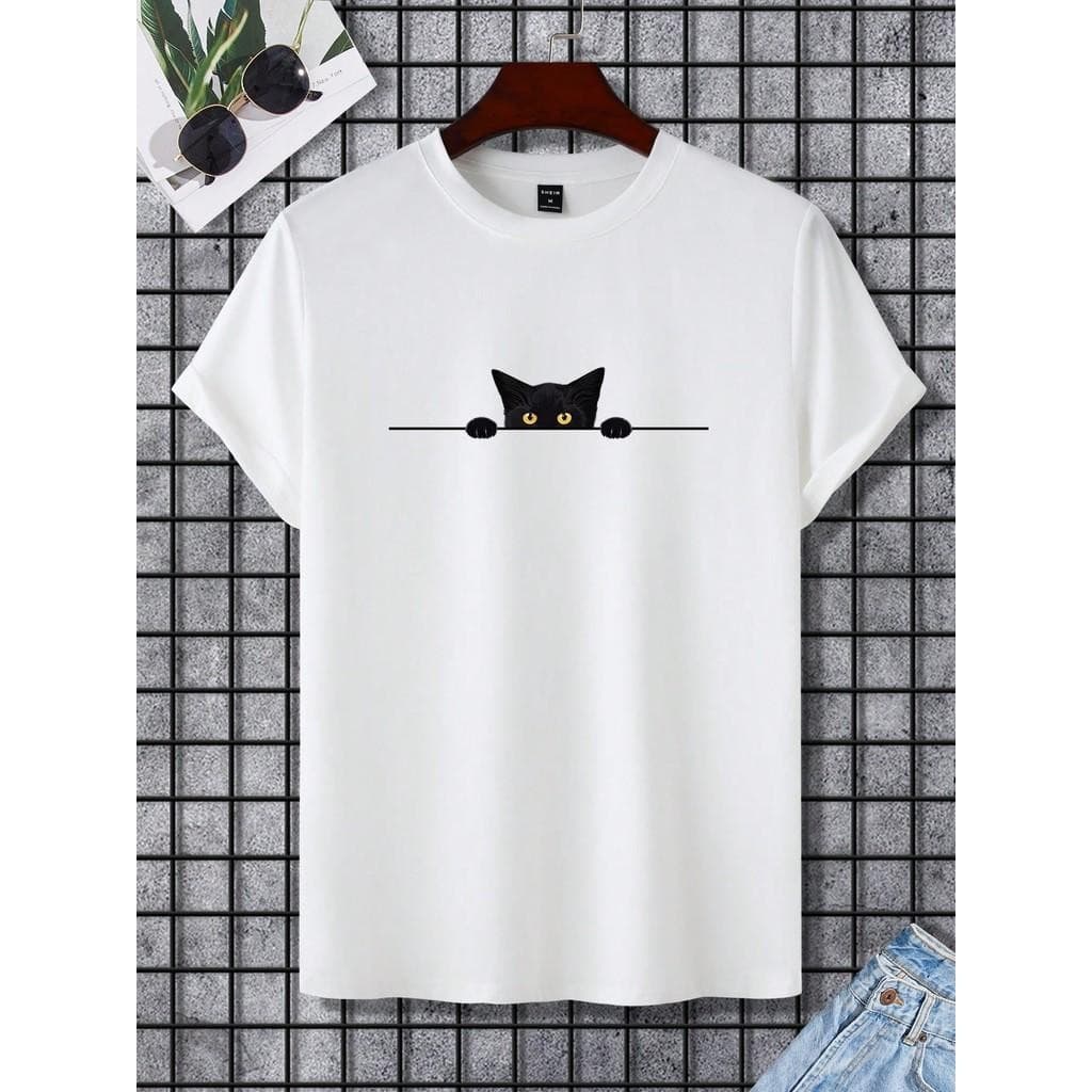 BEAST FASHION Camisetão Oversized Unissex | Estampa Gato Engraçado no Peito