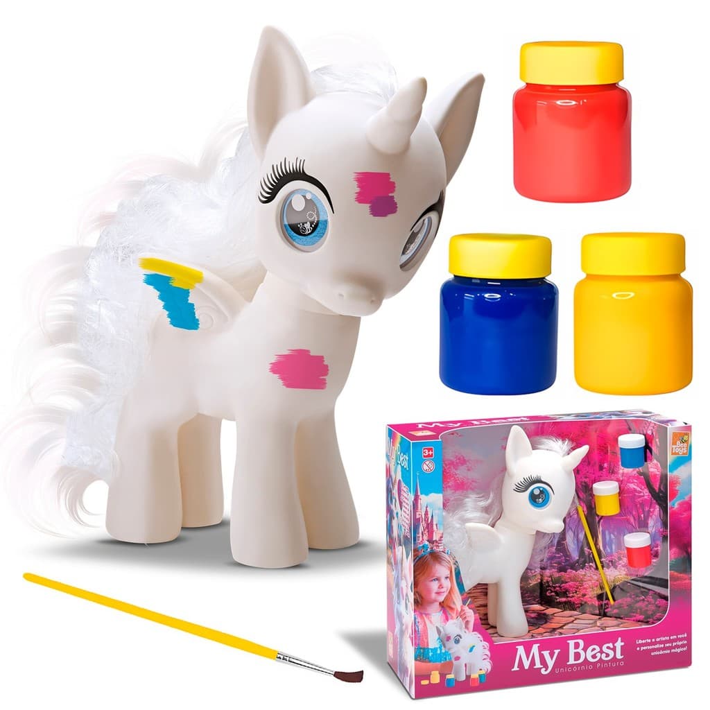 Kit Infantil De Pintura My Best Unicórnio Para Crianças Com Pincel E Tintas Coloridas 
 - Bee Toys