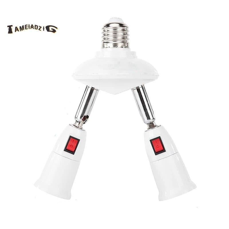 🔥360 Graus Ajustável-Adaptador De Soquete Divisor E27 2 Em 1 . De Lâmpada LED Padrão E27