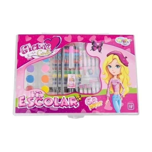 Maleta P/ Pintura Escolar 68 Peças Glam Girls - Wellmix REF: WE3902