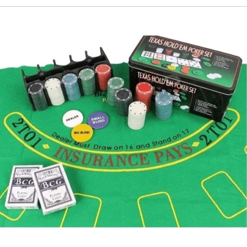 Kit Poker Completo Profissional 200 Fichas Pano Blackjack + Texas Holdem - Envio 24hrs!