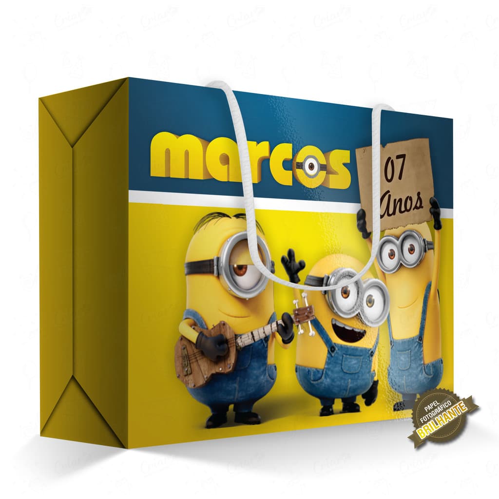 10, 15, 20 ou 25 unid - Caixa Surpresa - Minions - [QUALIDADE PREMIUM COM BRILHO] - Sacolinha Personalizada