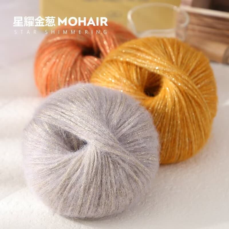 1 Rolo 25g Fio De Lã Mohair De Seda Metálica Para Tricô À Mão DIY Crochê Macio E Quente Suéteres Chapéus Cachecóis