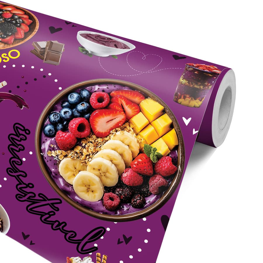 Papel de Parede Açaí com Frutas e Chocolate Sabor Estilo Espaço Comercial