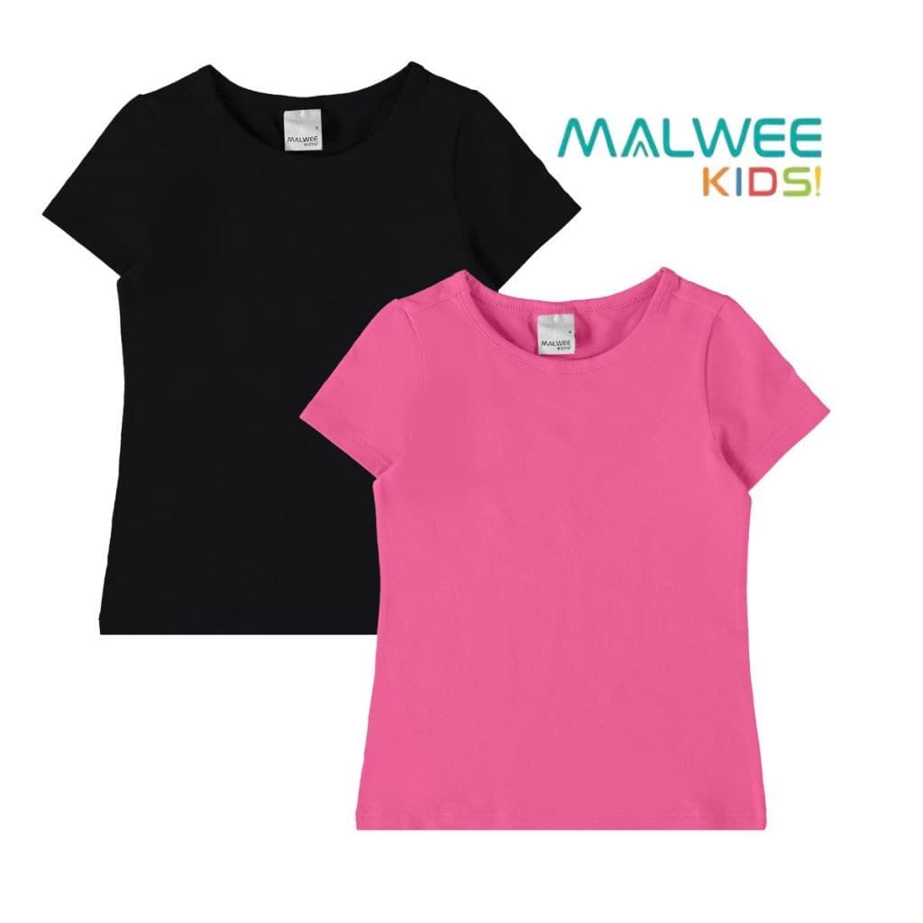 KIT 2 CAMISETAS MENINA BABY LOOK INFANTIL BÁSICA COTTON LISA MALWEE KIDS